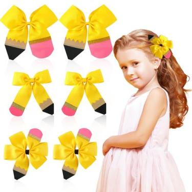Imagem de Conjunto de grampos de cabelo JUNEBRUSHS Back to School Yellow Pencil 