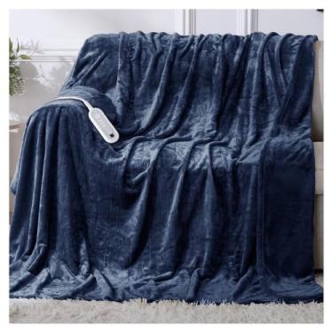 Imagem de Ceamorfco Cobertor aquecido tamanho solteiro, cobertor elétrico com temporizador de 1 a 10 horas de desligamento automático e 8 níveis de aquecimento, cobertor de aquecimento de flanela de camada