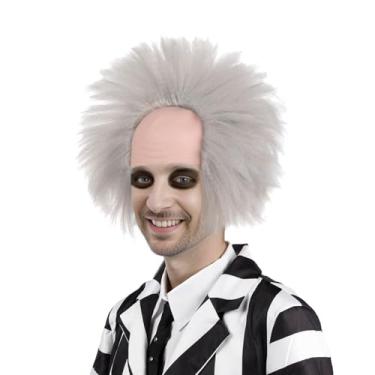 Imagem de CYNTHIA Peruca de homem velho cinza careca masculina cosplay fantasias de Halloween perucas para homens