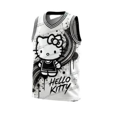 Imagem de Camiseta Casual Feminina Kawaii Hello Kitty Com Decote Redondo Para Co