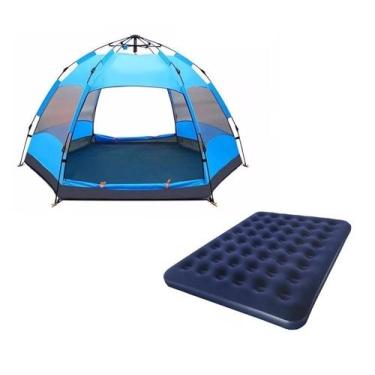 Imagem de Kit barraca camping 5-8 pessoas + colchão casal inflável - OMEGA