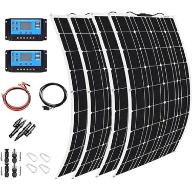Imagem de Painéis Solares Monocristalinos, Painel Solar Flexível 400w 600w 800w 1200w, Módulo Fotovoltaico Monocristalino De Alta Eficiência Para Casa, Camping, Barco, Caravana, Rv E, 2×300W