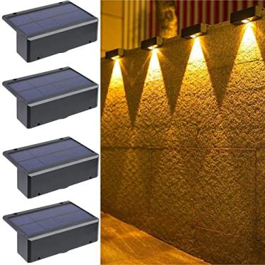 Imagem de ASLIDECOR Luminária de parede solar externa com 3 modos de cor, iluminação solar de LED à prova d'água, iluminação de deck alimentada por energia solar para quintal/degrau/pátio/escada/trilhos (4)