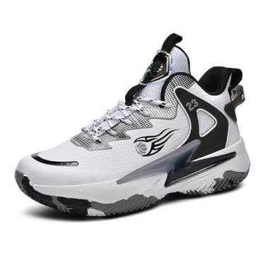 Imagem de Bolognifi Tênis de basquete masculino antiderrapante para treinamento ao ar livre Equipamento de basquetebol(Black white1,35 BR)