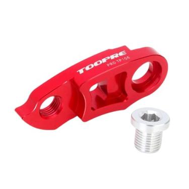 Imagem de simhoa Kit de extensão de gancho de câmbio de bicicleta, peça de modificação, liga de alumínio resistente para acessório de volante 34T-52T com parafuso, Vermelho