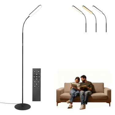 Imagem de Luminárias de Chão LED-com Controle Remoto e Touch para Dimmer Contínuo & Cores，Luz Inofensiva para Cuidar dos Olhos，Lâmpada de Pé Ajustável em Forma de Pescoço de Ganso para Sala de Estar & Quarto