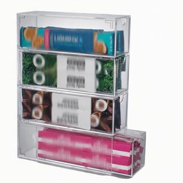Imagem de Organizador de pacotes de bebidas com 4 gavetas transparentes, suporte para bebidas