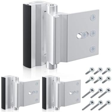 Imagem de Fechadura de porta de segurança doméstica com 16 parafusos, trava de porta, pacote com 2 fechaduras de reforço de porta à prova de crianças para quarto com batente de 7 cm, suporta 362 kg para