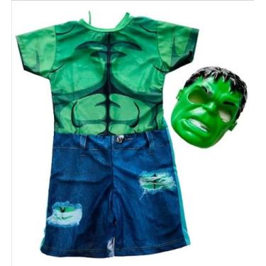 Imagem de Fantasia Infantil Roupa Do Hulk Com Enchimento Curta Tamanho M Com Mas