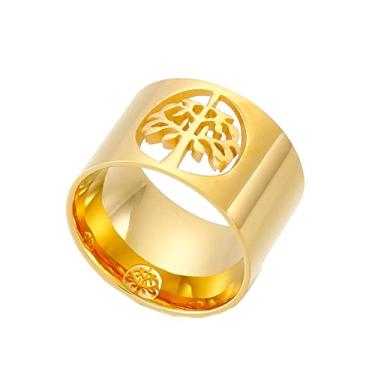 Imagem de HIJONES Aliança de noivado de casamento simples de aço inoxidável para árvore da vida, Metal, Metal