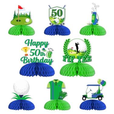 Imagem de Funmemoir Golf 50th Birthday Decorations - 8PCS Fif Tee Themed Honeycomb Centerpieces, Happy 50th Birthday Golf Theme Table Decor for Fifty Year Old Sports Fan Celebration