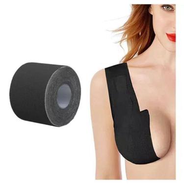 Imagem de Sutiã Levanta Seios Adesivo PRETO Peito invisível 5 metros Push Up Resistente