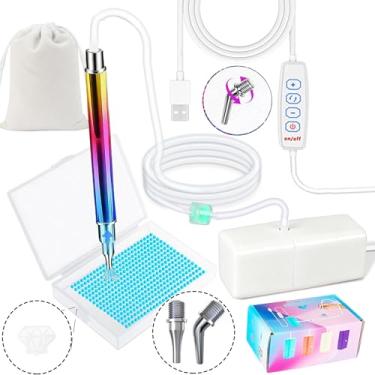 Imagem de Caneta de pintura de arte de diamante elétrica, caneta de arte de diamante a vácuo para pintor com pontas rosqueadas de metal e bandeja de armazenamento, sem necessidade de cera, acessórios de arte de