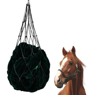 Imagem de GORGECRAFT Rede de feno Slow Feed 101,6 cm de comprimento corda preta pendurada saco de feno de alimentação lenta saco de feno ajustável portátil suprimentos de rede alimentadora de viagem sacos de