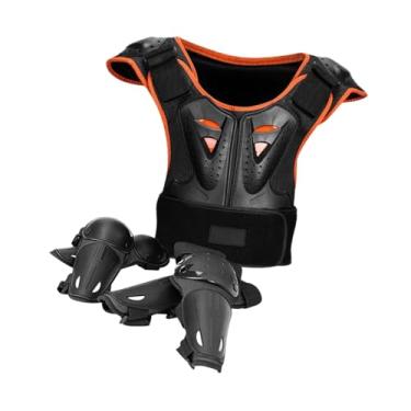 Imagem de Dynwave Roupa de proteção para motocicleta infantil, joelheiras, proteção para crianças, meninos e meninas, equipamento de para andar de bicicleta, Laranja Preto, L