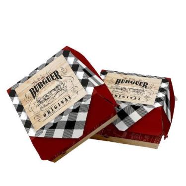 Imagem de Caixa Embalagem De Hambúrguer Xadrez 1000Un - Pdv Print