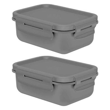 Imagem de Kit 2 Potes Marmita Hermética Ou Mini Marmitou Preta