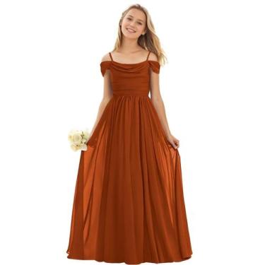 Imagem de Vestido POMUYOO Chiffon Junior Bridesmaid Burnt Orange Tamanho 12
