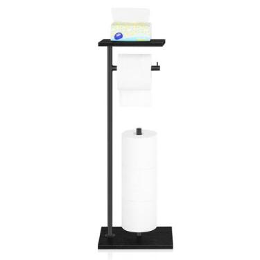 Imagem de Suporte de papel higiênico OYEAL preto com prateleira