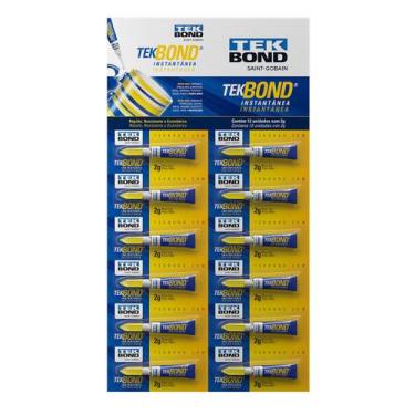 Imagem de Cola Instantanea Tekbond 2 Gramas Cartela 12 Unidades