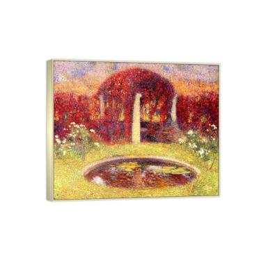 Imagem de Impressão em tela famosa pintura - paisagem arte de parede - pôster de moldura prata para decoração de casa 70 x 85 cm 27 x 33 pol