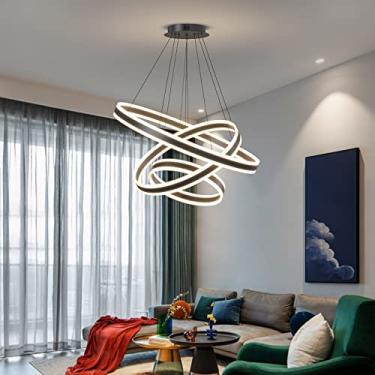 Imagem de Lustre de teto moderno, luminária de luxo, luminária pendente acrílica anticintilação com controle remoto, LED regulável, modo de 3 cores, brilho (luz neutra quente e fria), lâmpada de teto