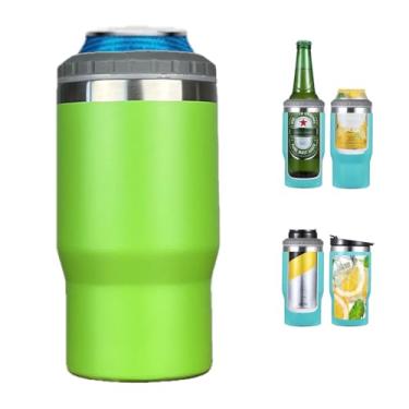 Imagem de Gteller Isolador de lata/garrafa de aço inoxidável 4 em 1, tampas bidirecionais de 400 ml, refrigerador de latas com isolamento SUS, suporte de garrafa de cerveja (verde)