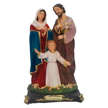 Imagem de Sagrada Família, Imagem Religiosa Decorativa, 20 cm, Resina Importada, Pintada à Mão, para Decoração e Devoção