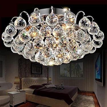 Imagem de Luminária de lustre, luminária de teto contemporânea, luminária de cristal para sala de estar, luzes para casa, luminárias de teto, iluminação de lustre (cor: dourado, tamanho: D30cm)