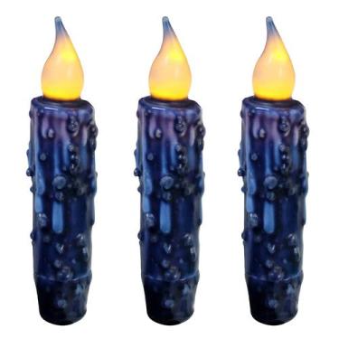 Imagem de Velas cônicas com temporizador LED sem chama CVHOMEDECO, azul marinho,
