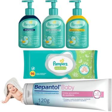 Imagem de Kit Pampers Glicerina Bepantol Baby Pomada Assaduras Lenços
