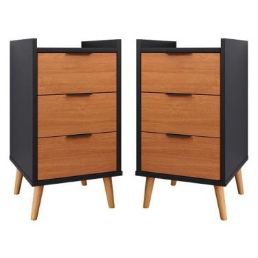 Imagem de Kit Com 2 Mesas De Cabeceira Quarto Estilo Retrô Mesa Lateral Decorati