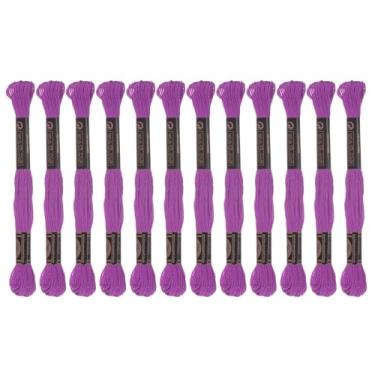 Imagem de Generic 12 novelos de fio de bordado 8,75 m (8 m) fio de ponto cruz de algodão egípcio de grampo longo para costurar, pulseira faça você mesmo, fio e artesanato, rosa profundo (6033)