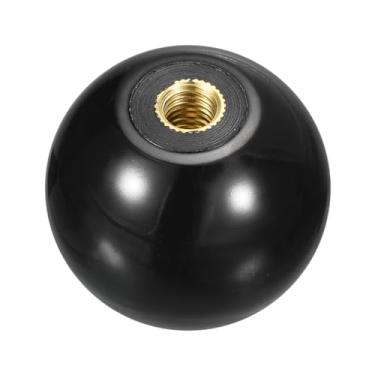 Imagem de Puxadores de esfera roscada, rosca fêmea M8, botão de esfera termofixo de 40 mm de diâmetro, alças redondas de operação com inserção de cobre para alavanca de máquina, preto