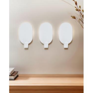 Imagem de 3 ganchos de toalha de aço inoxidável adesivos resistentes para banheiro e parede - Ganchos autoadesivos brancos duráveis para pendurar roupões, casacos, roupas no quarto, cozinha e porta