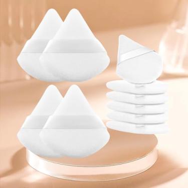 Imagem de Conjunto de 10 peças de pó triângulo macio, puffs de pó para rosto, esponjas de maquiagem para base, adequado para ferramentas de maquiagem cosmética líquida e creme (branca)