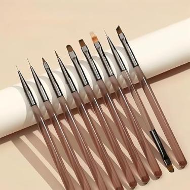 Imagem de Conjunto de 9 pincéis de unhas para arte de unhas, utensílios de arte para unhas com caneta de pintura de desenho para extensão, esmalte de gel, pontilhado, ferramenta de manicure DIY para uso em