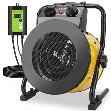 Imagem de Aquecedor de estufa com termostato - Aquecedor externo portátil de 1500W para estufa, amarelo-4