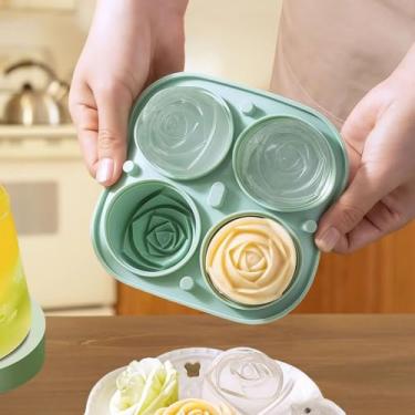 Imagem de Molde de cubo de gelo rosa, 5 cm, reutilizável, de silicone, triturado, forma criativa, para uísque, para decoração de bebidas, molde de sabão para cozinha, jantar e bar