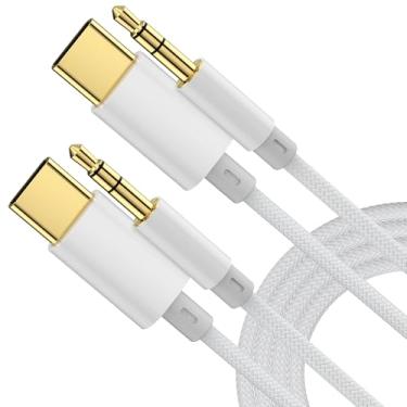 Imagem de Pacote com 2 cabos de áudio USB C para 3,5 mm [1,2 m], adaptador auxiliar para fone de ouvido USB C, cabo auxiliar de dongle Hi-Fi DAC compatível com iPhone 17/16/15 Pro Max, Samsung S25/S24/S23, iPad