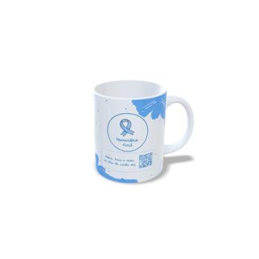 Imagem de Caneca Cerâmica Novembro Azul, Branca, 325ml, Design Conscientização Saúde Masculina, com QR Code (23120)