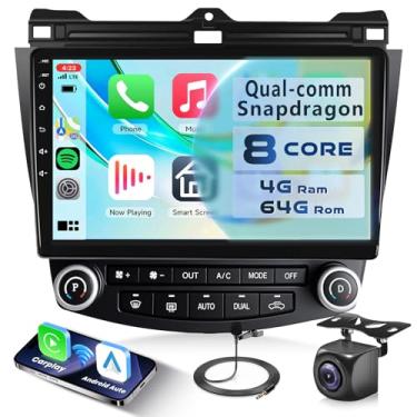 Imagem de Rádio automotivo com chip Snapdragon Qual-comm 4G + 64G 8 núcleos para Honda Accord 2003-2007, Rimoody Car Stereo Carplay, Android, automóvel, 3D, modelo de carro, GPS, WiFi, tela sensível ao toque