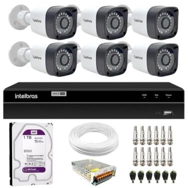 Imagem de Kit 6 Câmera Bullet Tudo Forte Full HD 2MP 2.8mm Visão Noturna 20M, IP66 + DVR Intelbras MHDX 1308 8 Canais + HD 1TB Purple