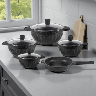 Imagem de Conjunto Jogo De Panelas 11 Peças Antiaderente Indução Gás Revestido C