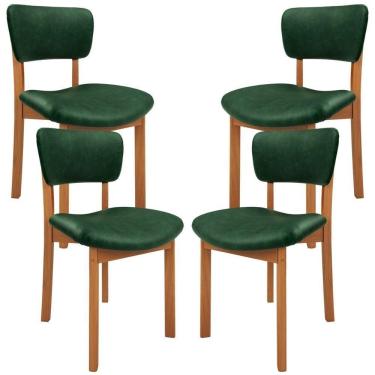 Imagem de Kit 4 Cadeiras Para Sala De Jantar Cozinha Living Estofada Dara L02 Couríssimo Verde Musgo - Lyam Decor