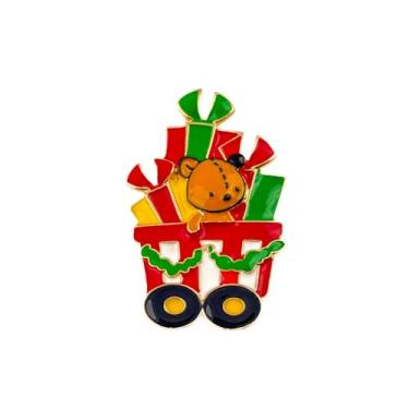 Imagem de Broche de caixa de urso de Natal para mulheres e homens fofos esmaltados de natal animal festivo alfinetes de lapela suéter cachecóis vestido terno casaco crachás acessórios de roupas ano novo feriado