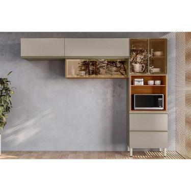 Imagem de Cozinha Completa Proença 3 Peças (2aéreos+1paneleiro) C3p62 Nogueira Touch-nude Prime - Demóbile