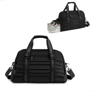 Imagem de Bolsa Academia com Compartimento para Tênis 48 x 26 x 15 cm Tecido Oxford Impermeável Unissex Mochila Academia (Preto)