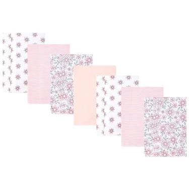 Imagem de Hudson Baby Panos infantis de flanela de algodão para meninas pacote com 7, floral rosa menta, tamanho único