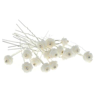 Imagem de Alfinetes de cabelo feminino Yantu com flores para acessórios de cabelo de noiva para mulheres, meninas, 20 peças